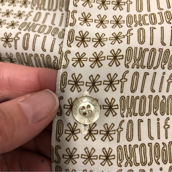 Exco Jeans for Life AOP Spell out Short sleeve top Dress shirt tan & brown XL 🤎 - Picture 7 of 11